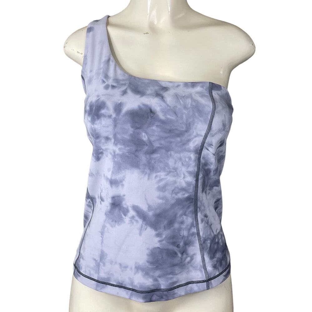 Lululemon Cold Shoulder Tank Top with Bra Diamond Dye Stargaze Pitch Grey SZ 8